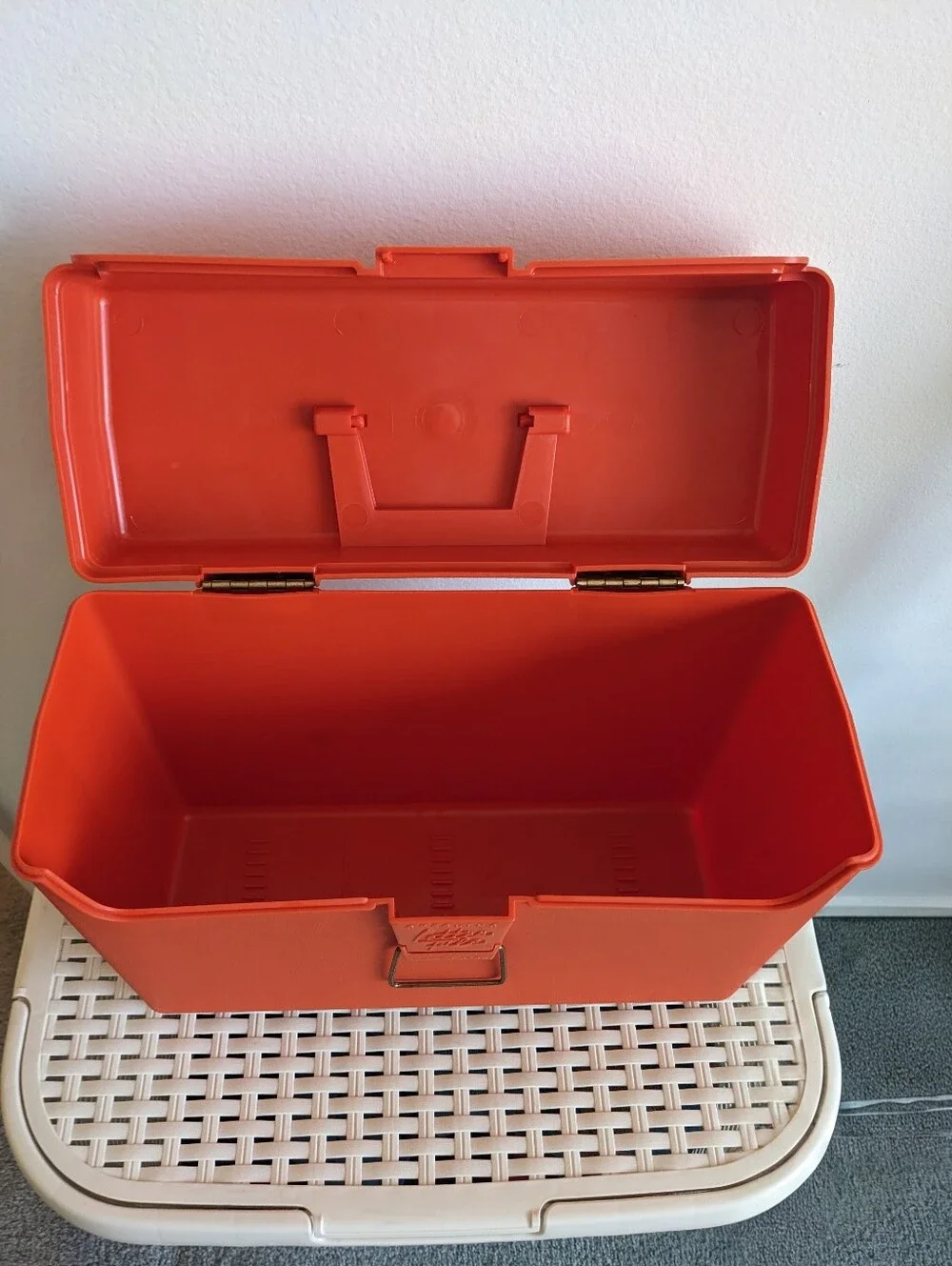 Vintage Sterling Letter File Orange Plastic Storage Box Mid Century Organizer